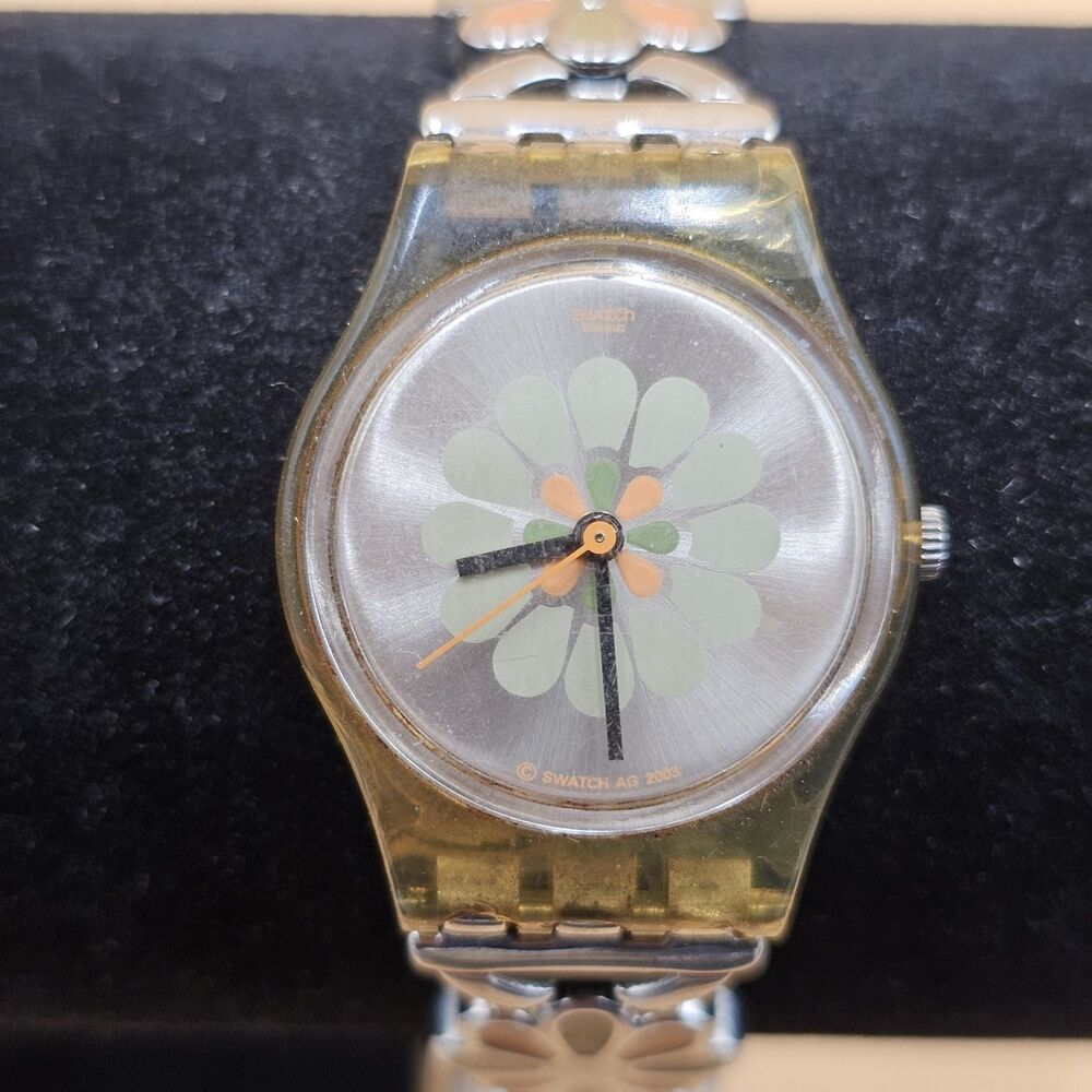 Vintage 2004 Lady Swatch Watch Daisy Fragrance LK236G Floral Dial New Battery